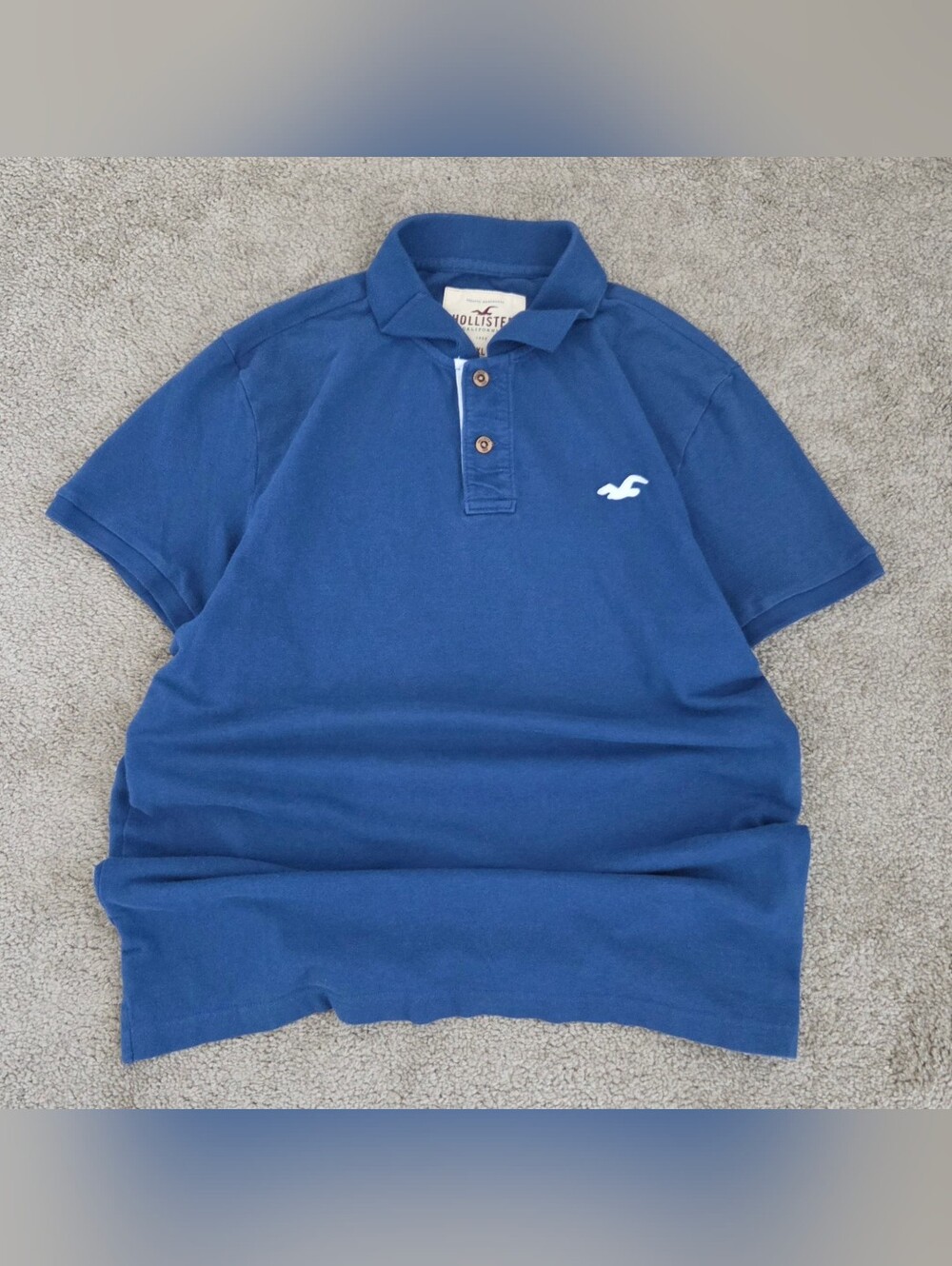 Vintage Y2K Hollister Blue Polo with White Logo Men's XL